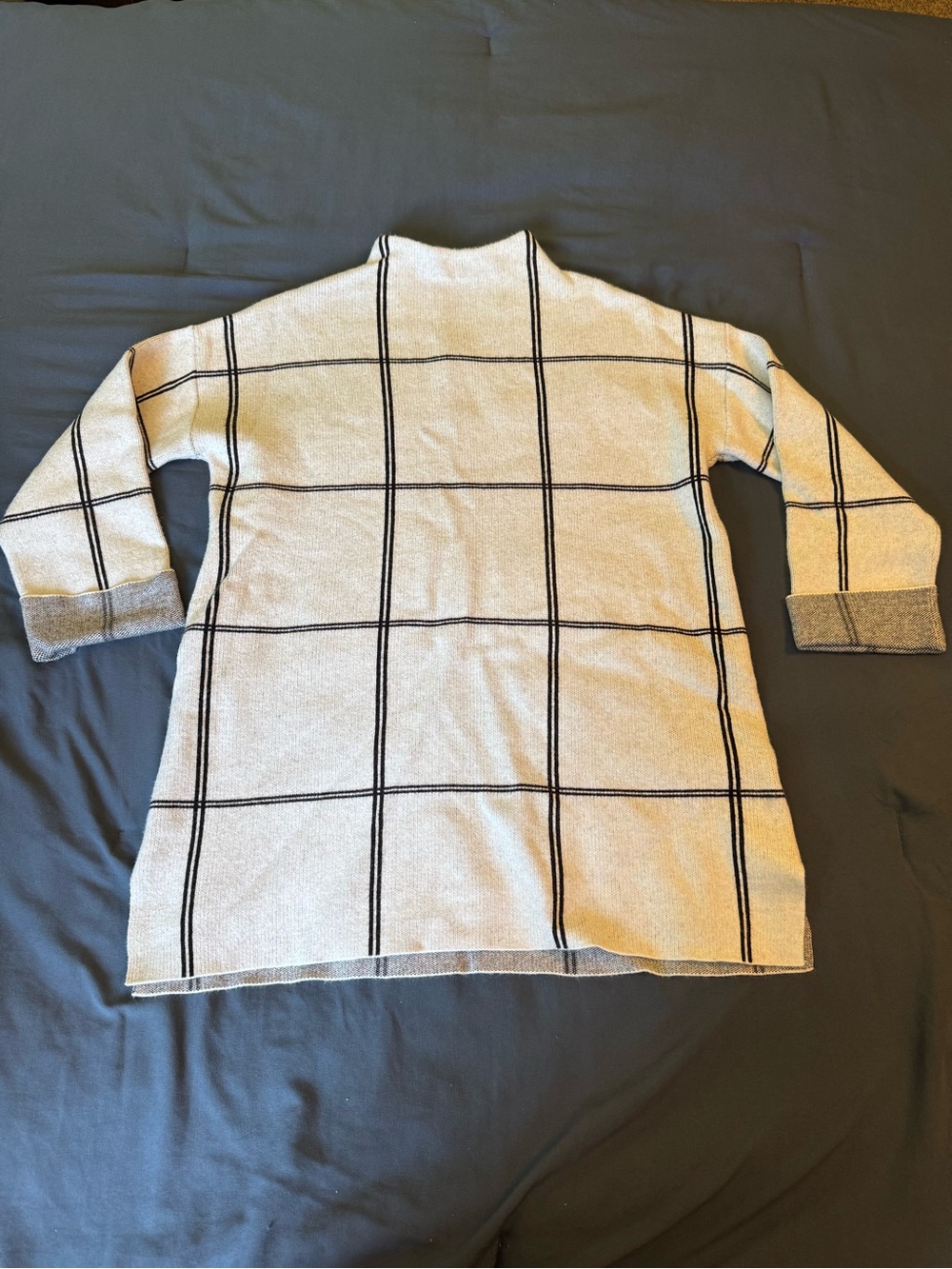 Cream Windowpane Knit Sweater
